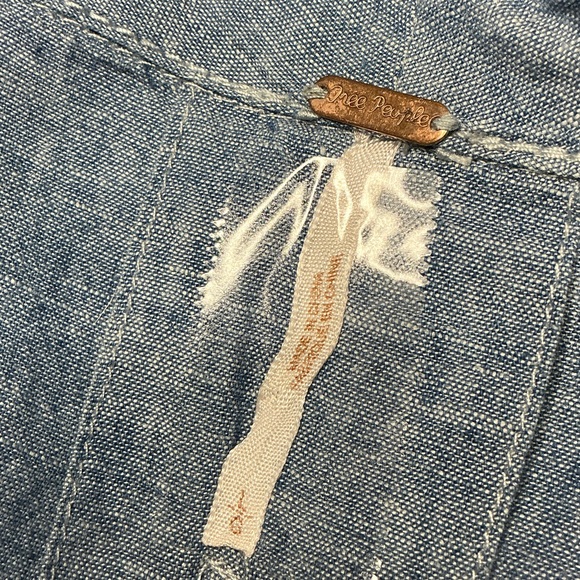 Free People Done Up In Denim Chambray Linen Blend Shirt Dress - Picture 6 of 10